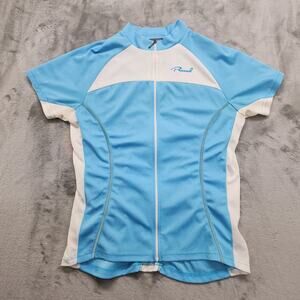Primal Wear Cycling Top Womens XL Blue White Short Sleeve Full Zip Biking Jersey